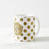 Mug Monogramme à points glamés or chic (Devant droit)