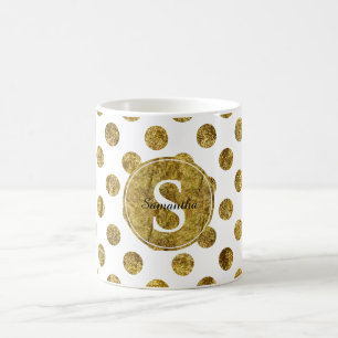 Mug Monogramme à points glamés or chic
