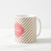 Mug Monogramme à Rayure Sable (Devant droit)