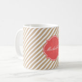 Mug Monogramme à Rayure Sable (Devant gauche)