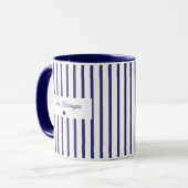 Mug Monogramme à rayures bleu marine (Devant gauche)