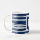 Mug Monogramme à rayures bleues et blanches (Gauche)