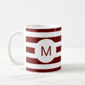 Mug Monogramme à rayures bordeaux (ou couleur personna (Gauche)