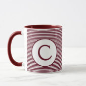 Mug Monogramme à rayures rouges de marron (Gauche)
