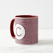 Mug Monogramme à rayures rouges de marron (Devant gauche)
