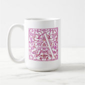 Mug Monogramme A rose filigrané (Gauche)