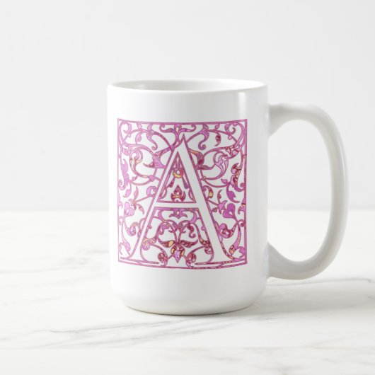 Mug Monogramme A rose filigrané (Droite)