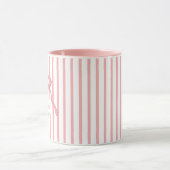 Mug Monogramme à ruban rayé rose (Centre)