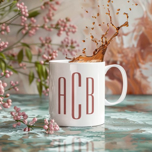 Mug Monogramme à trois lettres en terracotta douce mod