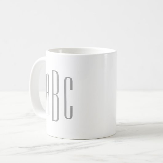 Mug Monogramme à trois lettres gris simple moderne (Devant gauche)