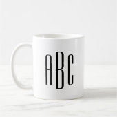 Mug Monogramme à trois lettres noir moderne (Gauche)