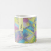 Mug Monogramme abstrait bleu jaune violet (Centre)