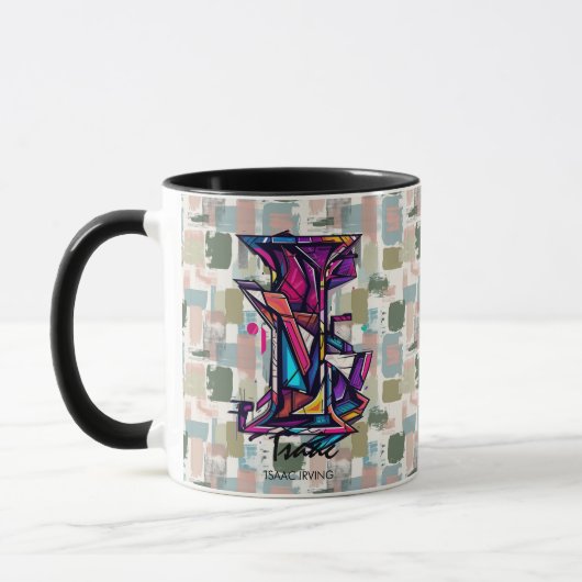 Mug Monogramme Abstrait dynamique - I pour Isaac (Gauche)
