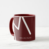 Mug Monogramme Abstrait moderne rouge et blanc (Devant gauche)
