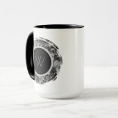 Mug Monogramme Abstrait Monochrome à Coup de Pinceau (Devant gauche)