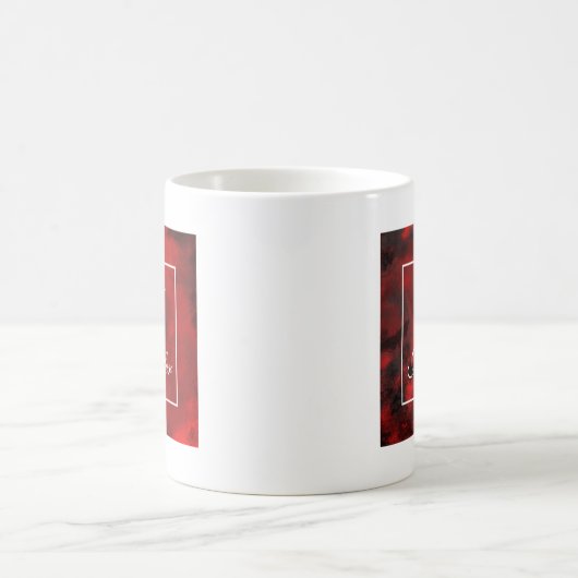 Mug Monogramme Abstrait noir et rouge moderne (Centre)