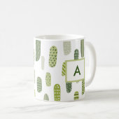 Mug Monogramme Abstrait Pastel Vert (Devant droit)