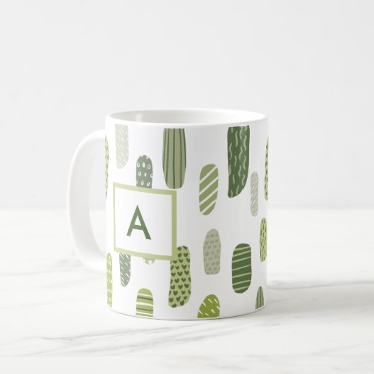 Mug Monogramme Abstrait Pastel Vert (Devant gauche)