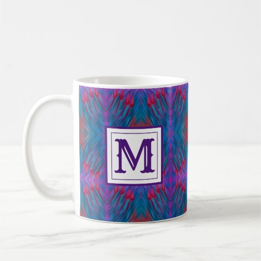 Mug Monogramme Abstrait violet moderne (Gauche)