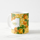 Mug Monogramme agrumes oranges aquarelle points rustiq (Devant gauche)