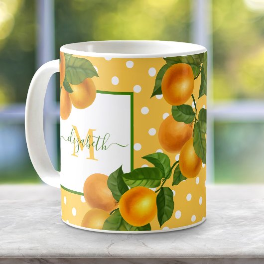Mug Monogramme agrumes oranges aquarelle points rustiq
