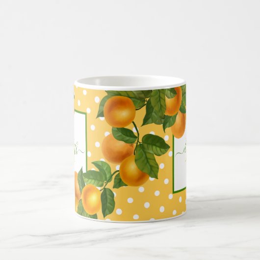 Mug Monogramme agrumes oranges aquarelles points rusti (Centre)