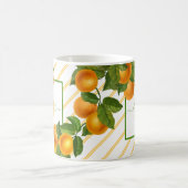 Mug Monogramme agrumes oranges aquarelles rayures rust (Centre)