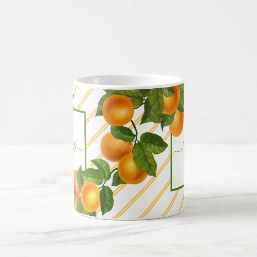 Mug Monogramme agrumes oranges aquarelles rayures rust (Centre)