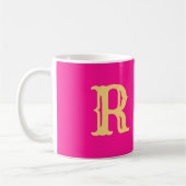 Mug Monogramme amusant rose chaud (Gauche)