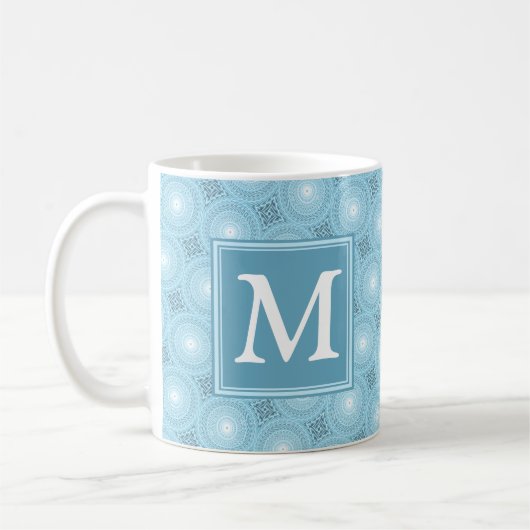 Mug Monogramme ange bleu cercles motif (Gauche)