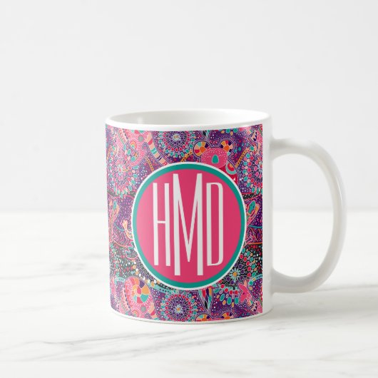 Mug Monogramme animal du motif | de style ethnique (Droite)