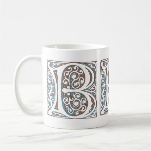 Mug Monogramme antique médiéval élégant de la lettre B