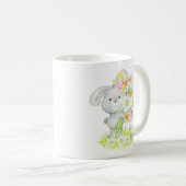 Mug Monogramme Aquarelle Cute Lapin Floral Lapin Lapin (Devant droit)