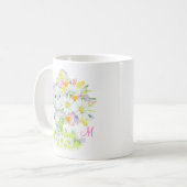 Mug Monogramme Aquarelle Cute Lapin Floral Lapin Lapin (Devant gauche)