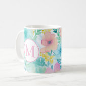 Mug Monogramme aquarelle floral printemps doux (Devant gauche)