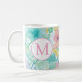 Mug Monogramme aquarelle floral printemps doux (Gauche)
