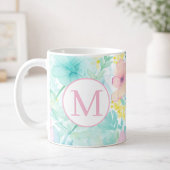 Mug Monogramme aquarelle floral printemps doux