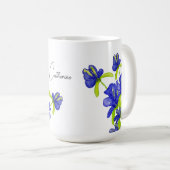 Mug Monogramme aquarelle florale Iris indigo (Devant droit)