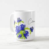 Mug Monogramme aquarelle florale Iris indigo (Devant gauche)