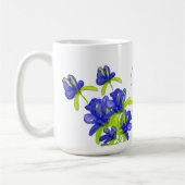 Mug Monogramme aquarelle florale Iris indigo (Gauche)