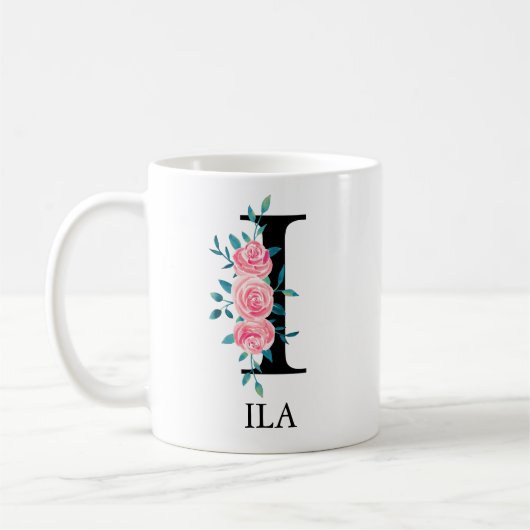 Mug Monogramme Aquarelle Lettre Unique Personnalisée C (Gauche)