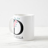 Mug Monogramme Aquarelle Lettre Unique Personnalisée D (Devant gauche)