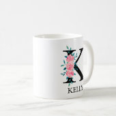 Mug Monogramme Aquarelle Lettre Unique Personnalisée k (Devant droit)