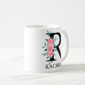 Mug Monogramme Aquarelle Lettre Unique Personnalisée R (Devant droit)