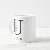 Mug Monogramme Aquarelle Lettre Unique Personnalisée U (Devant gauche)