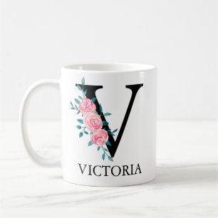 Mug Monogramme Aquarelle Lettre Unique Personnalisée V