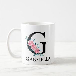 Mug Monogramme aquarelle personnalisé lettre unique G