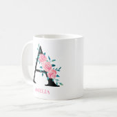 Mug Monogramme Aquarelle personnalisée Lettre A (Devant gauche)