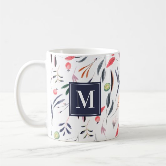 Mug Monogramme Aquarelle végétale (Gauche)