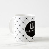 Mug Monogramme Arc Script Blanc & Noir (Devant gauche)